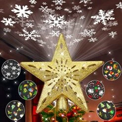 WinPull Christmas Tree Topper Lighted With 6 Pattern Projection Modes, Christmas Star Tree Topper Built-in LED Rotating Lights, 3D Glitter Projector For Christmas Decorations (Silver) -National Tree Company Sale Shop 61qTC5s7U9L. AC