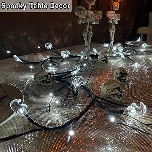 TURNMEON 6 Feet 45 LED Willow Vine Twig Halloween Lights Decorations With Timer 15 Ghost Lights And 30 LED 8 Modes Waterproof Battery Operated Branches Garland For Wall Bedroom Living Room Fireplace 5 TURNMEON 6 Feet 45 LED Willow Vine Twig Halloween Lights Decorations With Timer 15 Ghost Lights And 30 LED 8 Modes Waterproof Battery Operated Branches Garland For Wall Bedroom Living Room Fireplace - Image 3