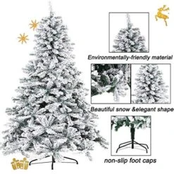 Outroad 7ft Snow Flocked Christmas Tree Premium Hinged Artificial Pine Tree,Xmas Tree Metal Stand And 1000 Lush Branch Tips Holiday Decorate , Easy To Assemble, White… -National Tree Company Sale Shop 61qZTgbnX8L