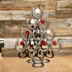 Rustic Stainless Steel Christmas Table Decorations Made Of Real Horseshoes - Hang Ornaments And Great For Festive Holidays - Upward -National Tree Company Sale Shop 61qjG97ekaL