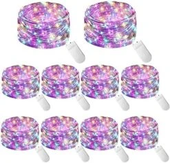 10 Pack Pastel Fairy Lights Battery Operated String Lights With 30 LEDs 10Feet/3M Silver Wire Starry Light For Party Christmas Costume Wedding Easter Table Decor(Rainbow) -National Tree Company Sale Shop 61rQAd2XMbL. AC