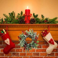 Christmas Candle Garland Simulation Colored Berry Candle Garland Xmas Wreath Candle Holder Mini Candle Ring For Wedding Party Living Room Dining Table Closet Decoration (Red Berry Style, 4 Pieces) -National Tree Company Sale Shop 61sM3BTMGbL