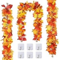3 Pack Fall Decor For Home Fall Leaves Garland Thanksgiving Decorations Indoor Outdoor 5.8Ft/Piece Artificial Maple Leaf Garland For Autumn Harvest Halloween Party Thanksgiving Door Decor (Red) -National Tree Company Sale Shop 61tWEVgZmgL. AC