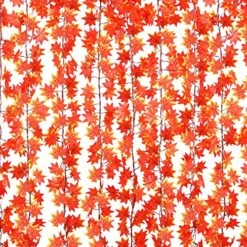 GENERIC 20 Pcs Fall Leaf Garland, Hanging Vines Garland Artificial Fall Thanksgiving Maple Leaves Garland Decor For Fireplace Party Orange FY-AAA-20 FY-AAA-20