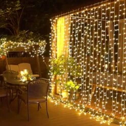 JMEXSUSS 300 LED Remote Control Curtain Lights, Plug In Fairy Curtain Lights Outdoor, Window Wall Hanging Curtain String Light For Bedroom Backdrop Wedding Party Garden Indoor Decoration (Warm White)