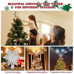 Christmas Tree Topper Lighted, Snowflake Tree Topper Projector With LED Rotating, 3D Hollow Glitter Sliver Lighted Tree Topper Star, Xmas Tree Topper Star For Christmas Tree Decorations (Silver) 12 Christmas Tree Topper Lighted, Snowflake Tree Topper Projector With LED Rotating, 3D Hollow Glitter Sliver Lighted Tree Topper Star, Xmas Tree Topper Star For Christmas Tree Decorations (Silver) -National Tree Company Sale Shop 61uTBltHKKL