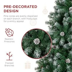 Best Choice Products 7.5ft Pre-Decorated Holiday Christmas Tree For Home, Office, Party Decoration W/ 1,346 PVC Branch Tips, Partially Flocked Design, Pine Cones, Metal Hinges & Base - Green/White 11 Best Choice Products 7.5ft Pre-Decorated Holiday Christmas Tree For Home, Office, Party Decoration W/ 1,346 PVC Branch Tips, Partially Flocked Design, Pine Cones, Metal Hinges & Base - Green/White -National Tree Company Sale Shop 61ub1CDiOrS