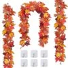 3 Pack Fall Decor For Home Fall Leaves Garland Thanksgiving Decorations Indoor Outdoor 5.8Ft/Piece Artificial Maple Leaf Garland For Autumn Harvest Halloween Party Thanksgiving Door Decor (Red)