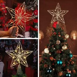 Christmas Tree Topper Stars Decorations With 10 Warm LED Lights Delicate Beads For Festive Parties Regular Size Christmas Tree Ornaments , Indoor Home Decor (Silver) -National Tree Company Sale Shop 61vo8OAgHgL