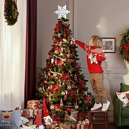 YEAHOME Snowflake Christmas Tree Topper, 3D Lighted Christmas Tree Topper Snow-White Christmas Treetop With Snowflake Projector Lights For Christmas Tree Decorations 7 YEAHOME Snowflake Christmas Tree Topper, 3D Lighted Christmas Tree Topper Snow-White Christmas Treetop With Snowflake Projector Lights For Christmas Tree Decorations - Image 5