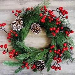 Christmas Artificial Pine Garland With Spruce Cypress Berries Frosted Pinecones Winter Greenery Garland For Holiday Season Mantel Fireplace Table Runner Centerpiece Decoration 6.6 Feet -National Tree Company Sale Shop 61wbsqNGloL