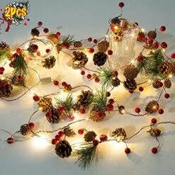 Artificial Christmas Garland With Lights - Battery Operated 6.56FT Prelit Garland With 20 LED Lights, Red Berries, Pine Cones, Pine Needles Decor For Xmas Tree Thanksgiving Home Fireplace Party 20 Artificial Christmas Garland With Lights - Battery Operated 6.56FT Prelit Garland With 20 LED Lights, Red Berries, Pine Cones, Pine Needles Decor For Xmas Tree Thanksgiving Home Fireplace Party -National Tree Company Sale Shop 61zLufYsVOL. AC