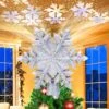 Christmas Tree Topper Lighted, Snowflake Tree Topper Projector With LED Rotating, 3D Hollow Glitter Sliver Lighted Tree Topper Star, Xmas Tree Topper Star For Christmas Tree Decorations (Silver) -National Tree Company Sale Shop 61zUTzFsS8L